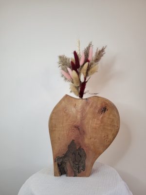 Vase en bois vase original fait main vase fleurs séchées